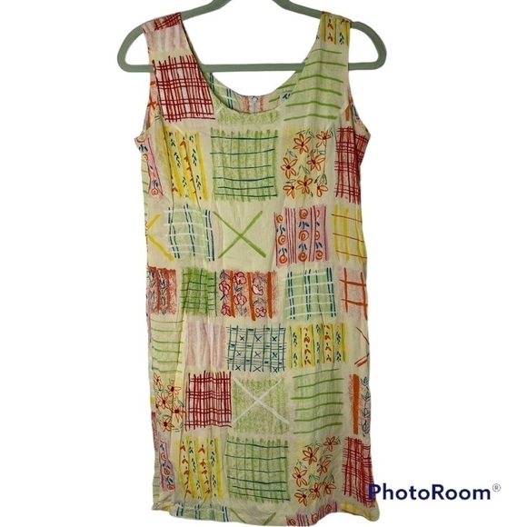 Vintage Jams World Patchwork Floral Spring Summer Tank Dress Size Medium - Picture 1 of 5